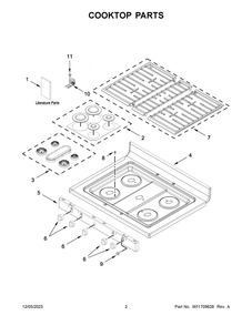 Cooktop Parts Diagram and Parts List for WFG535S0LZ5  Whirlpool Range