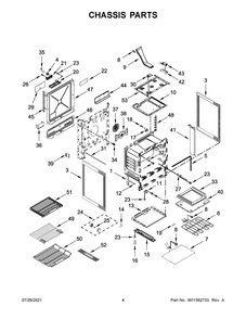 Chassis Parts Diagram and Parts List for KSDB900ESS5  KitchenAid Range