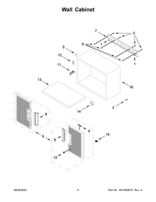Wall Cabinet Diagram and Parts List for GANF04WCMTS00  Whirlpool Cabinet