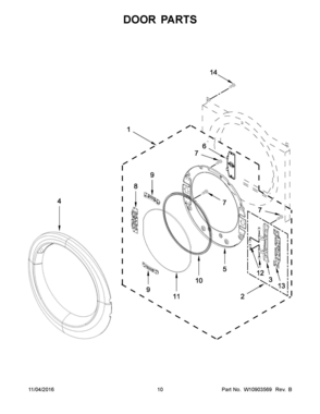 06 - DOOR PARTS Diagram and Parts List for YWED7990FW0  Whirlpool Dryer