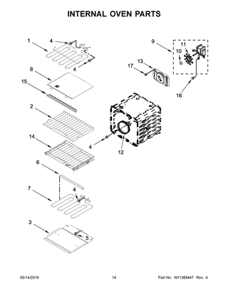 Internal Oven Parts Diagram and Parts List for KOCE507EBL09  Whirlpool Microwave Oven Combo
