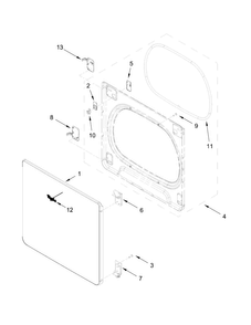 Door Parts Diagram and Parts List for WED8000DW3  Whirlpool Dryer