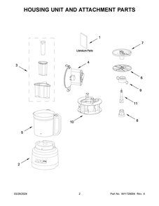 Housing Unit And Attachment Parts Diagram and Parts List for KFP1320AC0  KitchenAid Food Processor