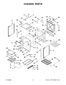 Chassis Parts Diagram and Parts List for YWEE750H0HB5  Whirlpool Range