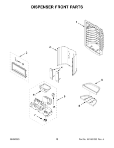 Dispenser Front Parts Diagram and Parts List for WRF555SDHW07  Whirlpool Refrigerator
