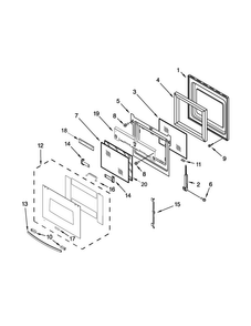 Oven Door Parts Diagram and Parts List for RBS307PVB04  Whirlpool Wall Oven