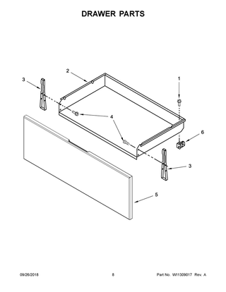 Drawer Parts Diagram and Parts List for WFE320M0ES2  Whirlpool Range