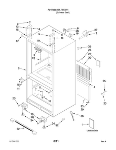 Cabinet Parts Diagram and Parts List for 10672003011  Kenmore Refrigerator