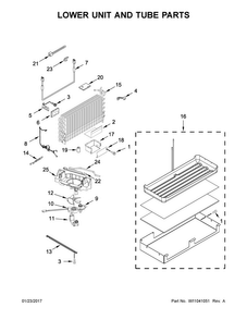 Lower Unit And Tube Parts Diagram and Parts List for KBFN506EPA01  KitchenAid Refrigerator