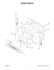 Door Parts Diagram and Parts List for WFE525S0JW4  Whirlpool Range