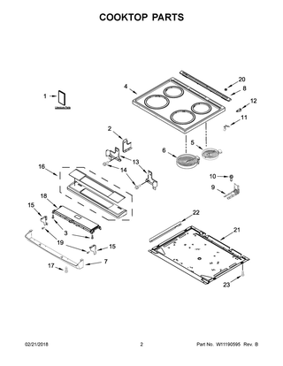 Cooktop Parts Diagram and Parts List for WEE510S0FV1  Whirlpool Range