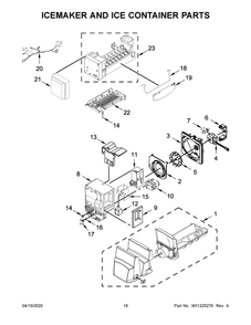 Icemaker And Ice Container Parts Diagram and Parts List for WRF555SDFZ06  Whirlpool Refrigerator