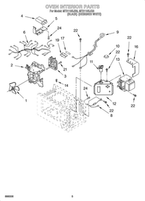 Oven Interior Diagram and Parts List for OEMMT2110SJQ0  Whirlpool Microwave