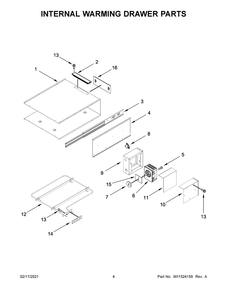 Internal Warming Drawer Parts Diagram and Parts List for KOWT107EBS00  Whirlpool Microwave Oven Combo