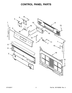 03 - CONTROL PANEL PARTS Diagram and Parts List for WFG525S0HV0  Whirlpool Range