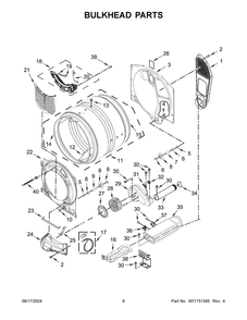 04 - Bulkhead Parts Diagram and Parts List for WED5720RU0  Whirlpool Dryer