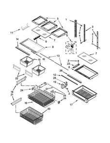 Shelf Parts Diagram and Parts List for KRBX109EBL00  KitchenAid Refrigerator