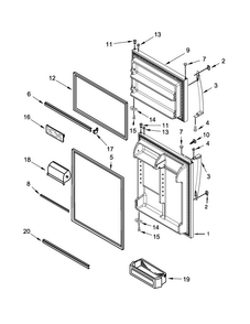 Door Parts Diagram and Parts List for 5GT311FFEW00  Whirlpool Refrigerator