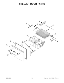 Freezer Door Parts Diagram and Parts List for WRX735SDHB09  Whirlpool Refrigerator