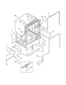 Tub And Frame Parts Diagram and Parts List for KUDS30IXBTA  KitchenAid Dishwasher