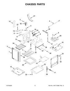 Chassis Parts Diagram and Parts List for YKFEG500EWH8  KitchenAid Range