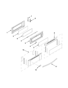 Upper Door Parts Diagram and Parts List for WGG555S0BW07  Whirlpool Range