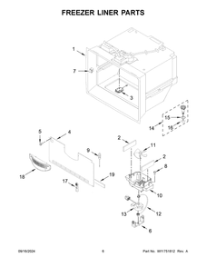 04 - Freezer Liner Parts Diagram and Parts List for KRMF706EBS06  Whirlpool Refrigerator