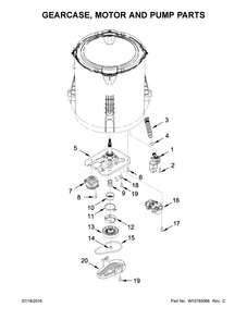 Gearcase, Motor And Pump Parts Diagram and Parts List for ITW4671EW0  Inglis Washer