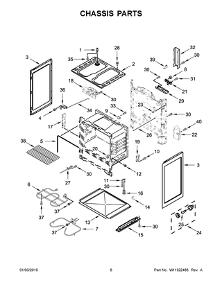 Chassis Parts Diagram and Parts List for WFC315S0HW0  Whirlpool Range