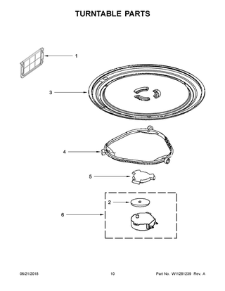 Turntable Parts Diagram and Parts List for WMH31017FB2  Whirlpool Microwave