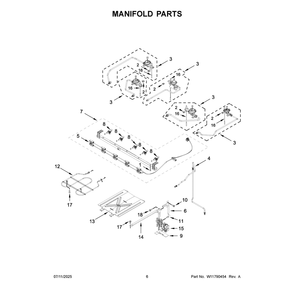 Manifold Parts Diagram and Parts List for WFGS5730SZ0  Whirlpool Range