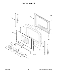 Door Parts Diagram and Parts List for WFES3330RS0  Whirlpool Range