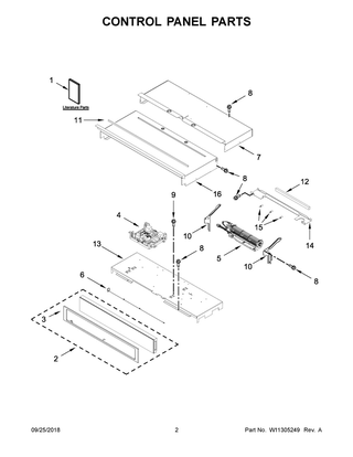 Control Panel Parts Diagram and Parts List for WOD97EC0HZ01  Whirlpool Wall Oven