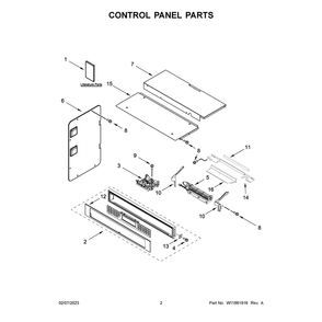 Control Panel Diagram and Parts List for KOCE500EBS22  KitchenAid Microwave Oven Combo