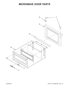 Microwave Door Parts Diagram and Parts List for KMBP100EBS01  KitchenAid Microwave