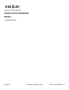 Cover Sheet Diagram and Parts List for IDF330PAGW0  Whirlpool Dishwasher