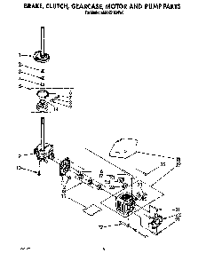 Brake, Clutch, Gearcase, Motor And Pump Diagram and Parts List for 6MAX5133VW0  Whirlpool Washer