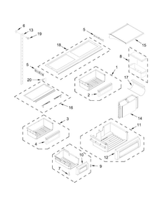 Shelf Parts Diagram and Parts List for KBFN406EPA00  KitchenAid Refrigerator