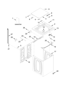Top And Cabinet Parts Diagram and Parts List for 7MWTW1709DM1  Whirlpool Washer