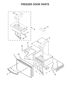 Freezer Door Parts Diagram and Parts List for KFIS29BBMS03  KitchenAid Refrigerator