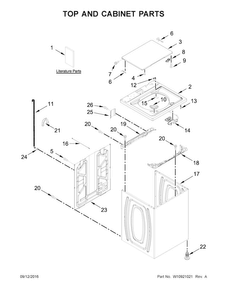 Top And Cabinet Parts Diagram and Parts List for 11022442512  Kenmore Washer