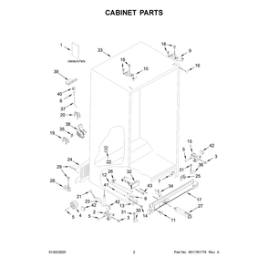 Cabinet Parts Diagram and Parts List for WRS325SDHB11  Whirlpool Refrigerator