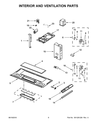 Interior And Ventilation Parts Diagram and Parts List for WMH31017FB1  Whirlpool Microwave