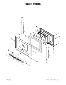 Door Parts Diagram and Parts List for WEG515S0LV4  Whirlpool Range