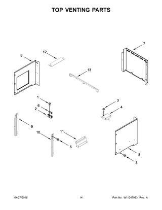 Top Venting Parts Diagram and Parts List for WOC54EC0HB01  Whirlpool Microwave Oven Combo