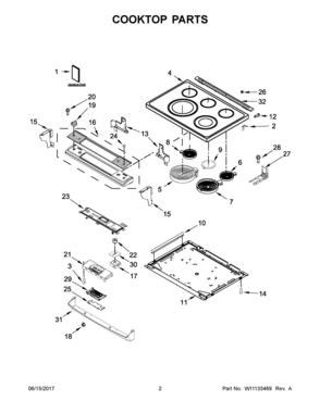 02 - COOKTOP PARTS Diagram and Parts List for YWEE730H0DS1  Whirlpool Range