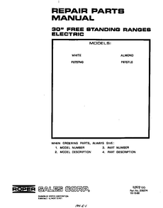 Front Cover Diagram and Parts List for F9757*0  Roper Range