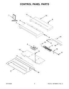 Control Panel Parts Diagram and Parts List for WOS72EC7HS02  Whirlpool Wall Oven
