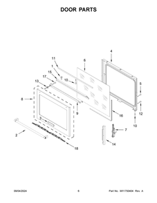 04 - Door Parts Diagram and Parts List for YKSEB900EWH7  Whirlpool Range