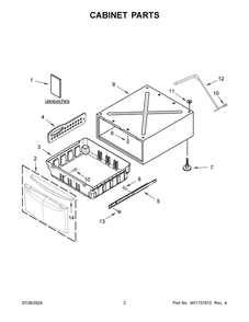 02 - Cabinet Parts Diagram and Parts List for XHPC155RF0  Whirlpool Washer